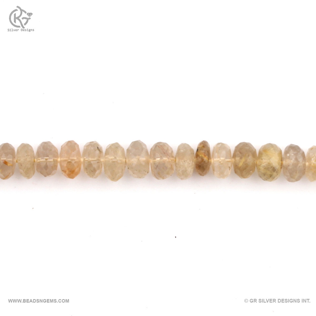 Top Quality Round Golden Rutile Faceted Beads 17 Strands