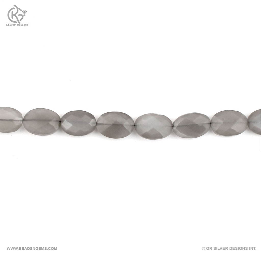 AAA+ Gray Moonstone Faceted Oval Beads For Jewelry Making