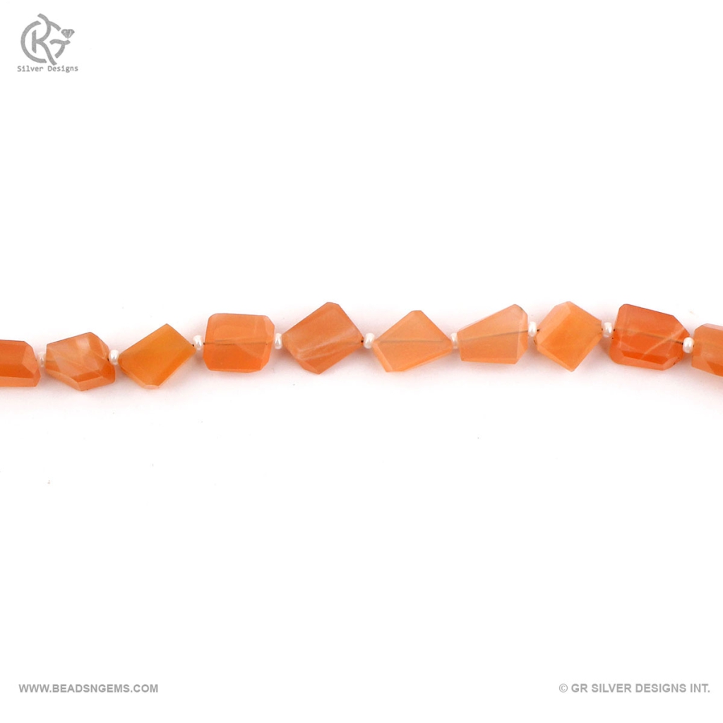 Faceted Peach Moonstone Tumble Gemstone 15 Strands Beads