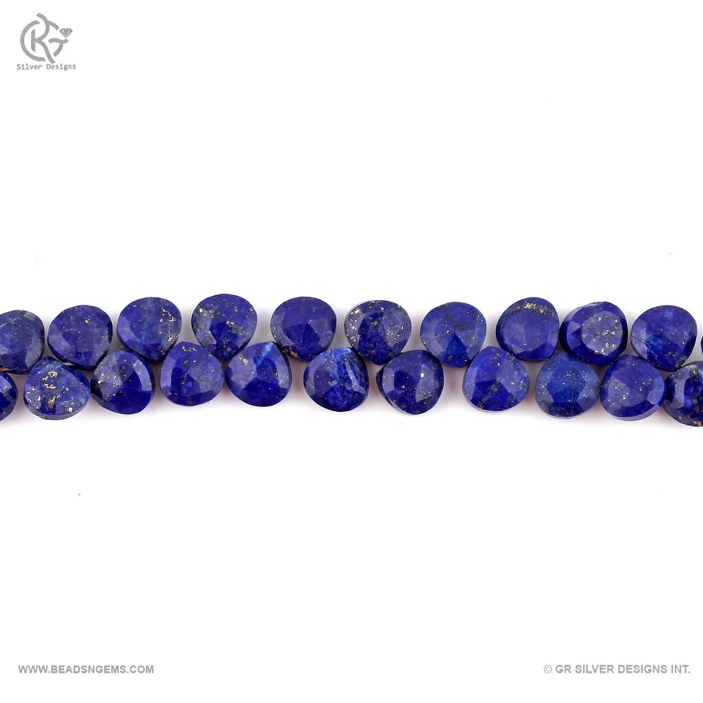 Faceted Lapis Lazuli Heart Shape Handmade Beads For Jewelry
