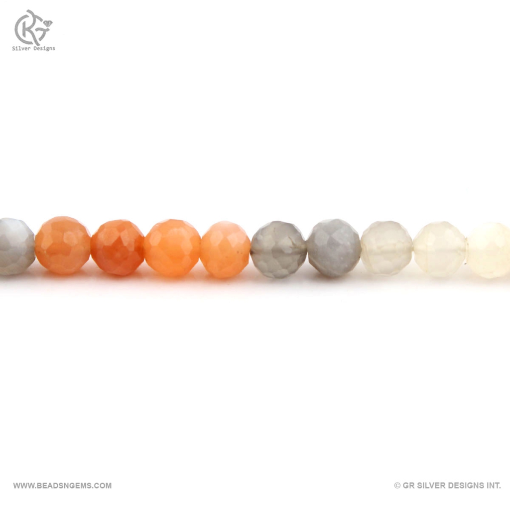 Natural Multi Moonstone 7mm Balls Shape Faceted 12 Strands Beads